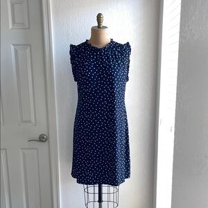 Tommy Hilfiger Women's Navy Polka Dot Sleeveless Dress Size 12